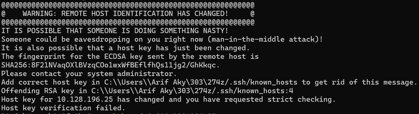 WARNING REMOTE HOST IDENTIFICATION HAS CHANGED